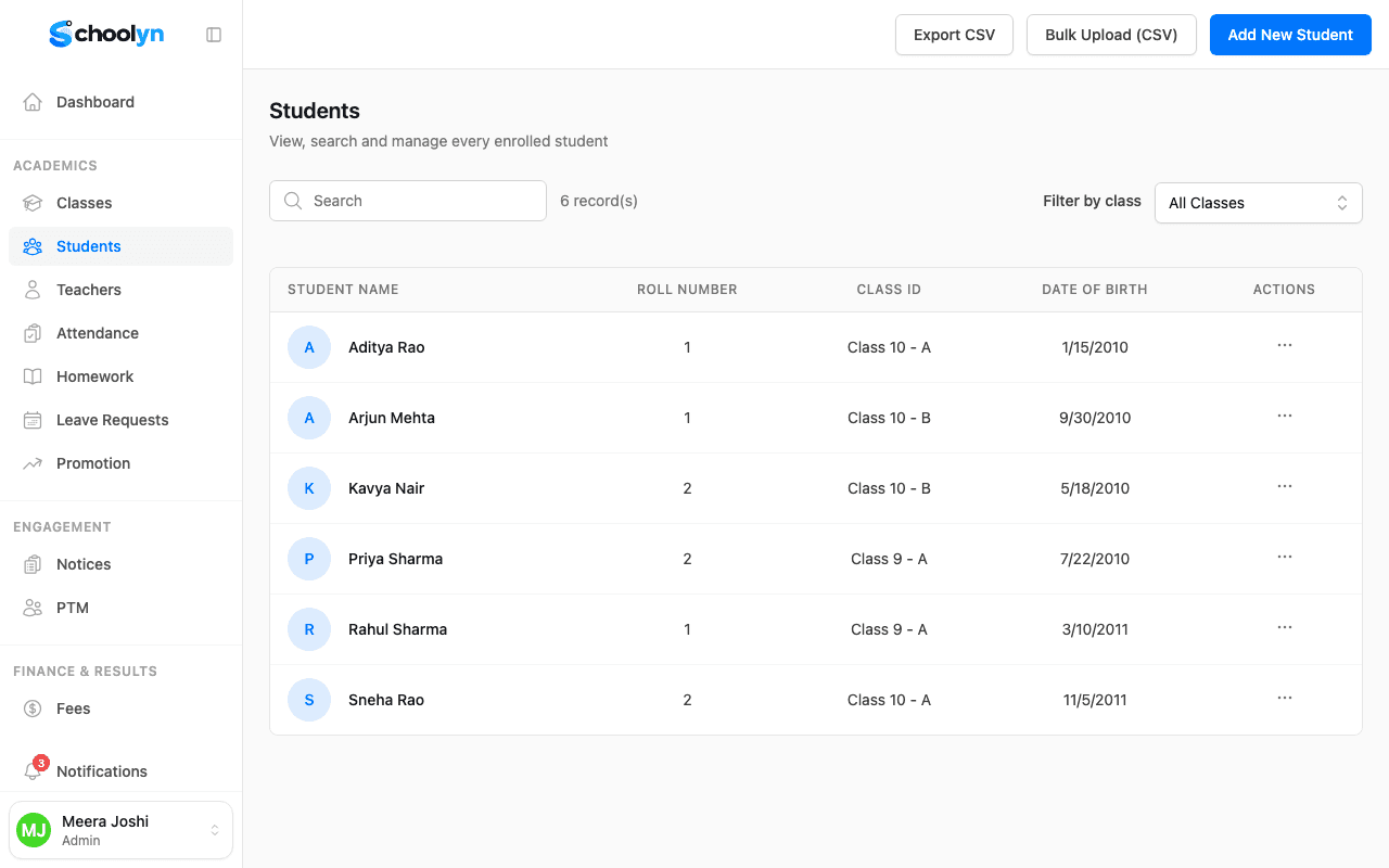 Students screen