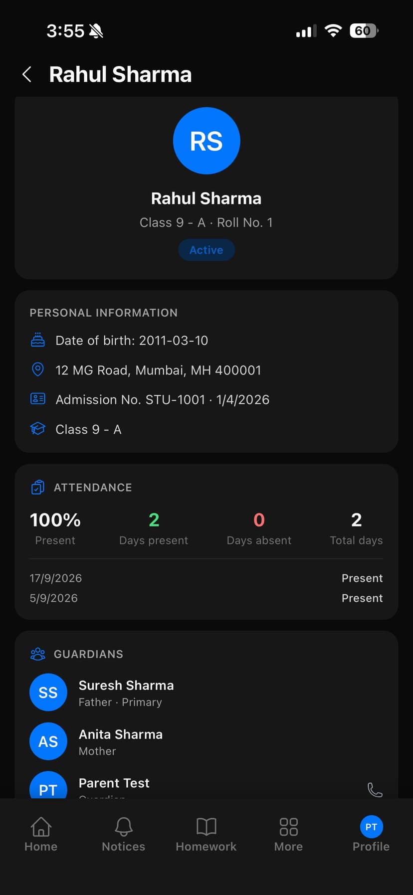 Mobile app child detail